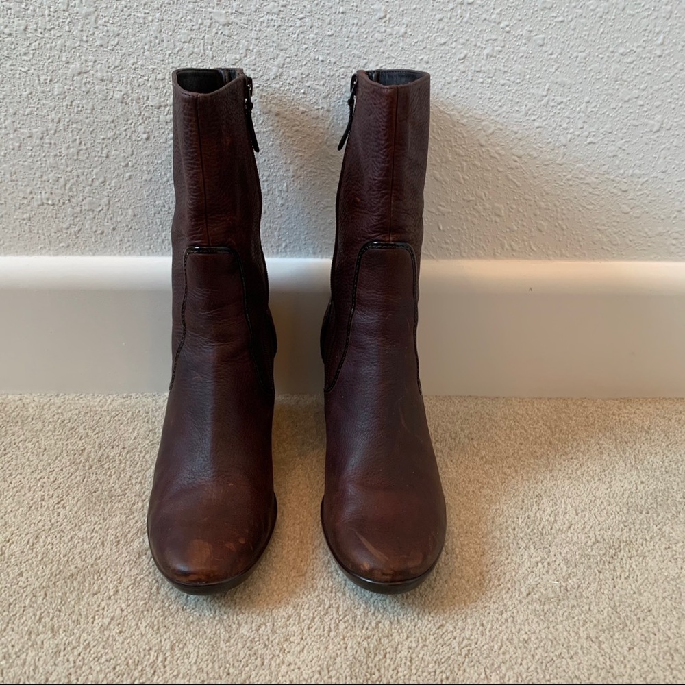 Cole Haan Nike Air Distressed Leather Wedge Boots